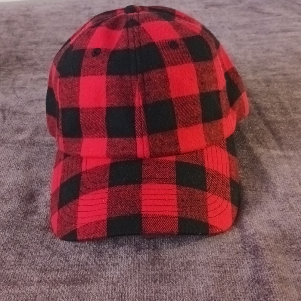 Red & Black  Buffalo Plaid  Baseball Cap - Unbranded